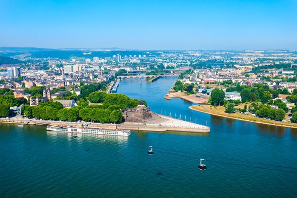 Koblenz, hvor Mosel og Rhinen møtes